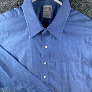 Brooks Brothers Button Up Shirt Long Sleeve 16 34 Blue Traditional Fit Cotton